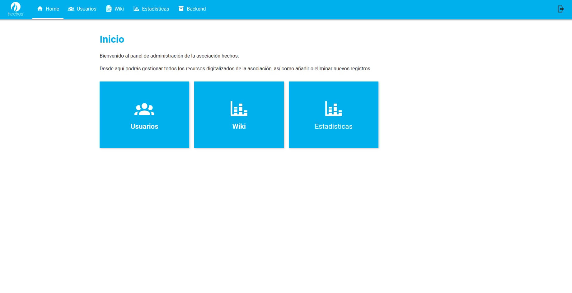 Pantallazo de Asociación Hechos